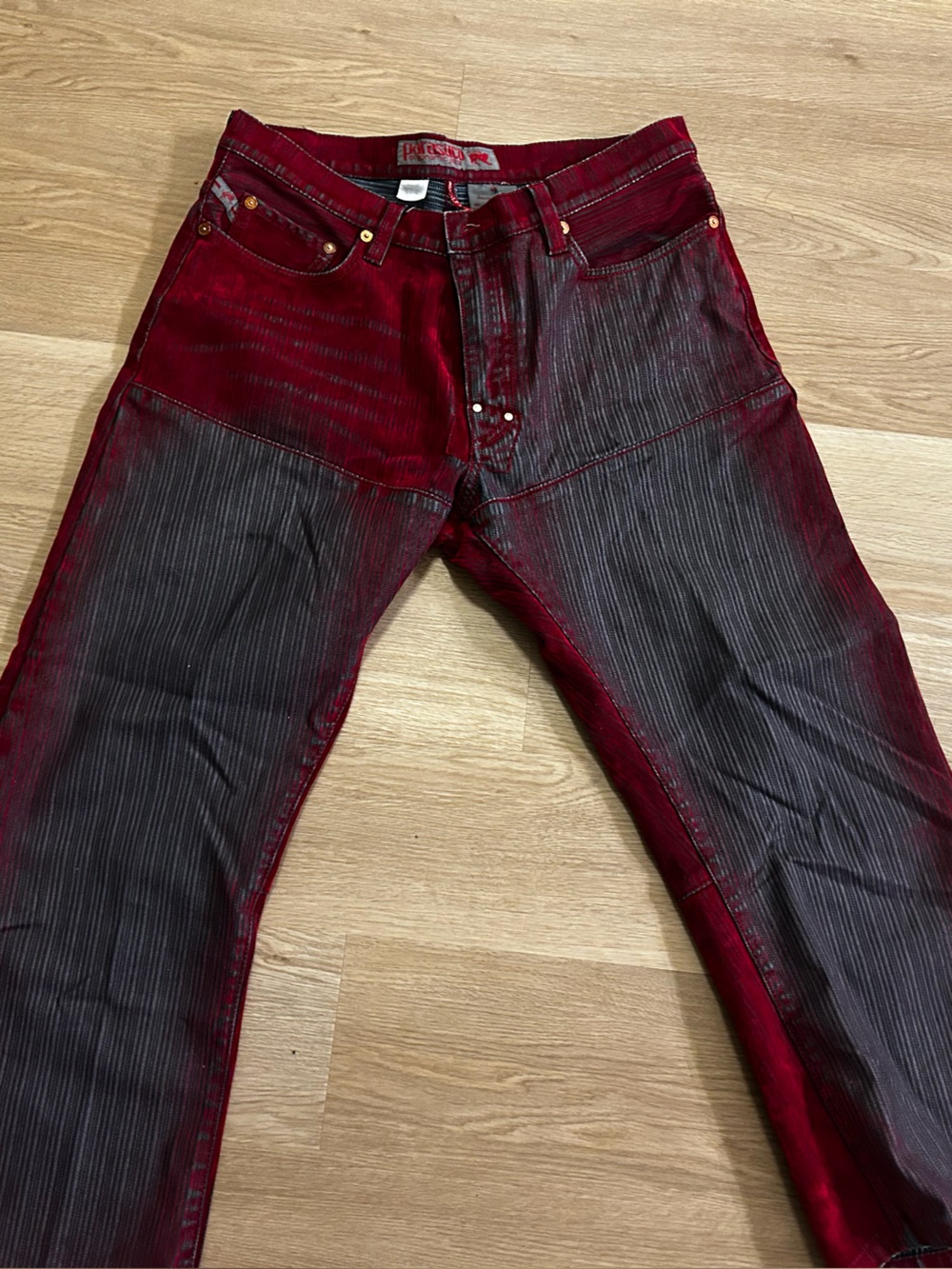 Y2K Parasuco Red Black Fade Jeans S Low Rise Bootcut Vintage